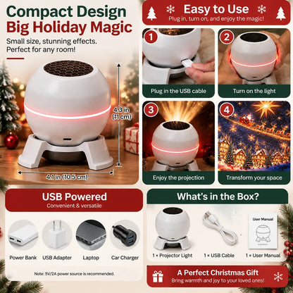 🔥LAST DAY SALE 49% OFF-🎅 Turn Any Room Into a Christmas Wonderland – Holiday Projection Night Light